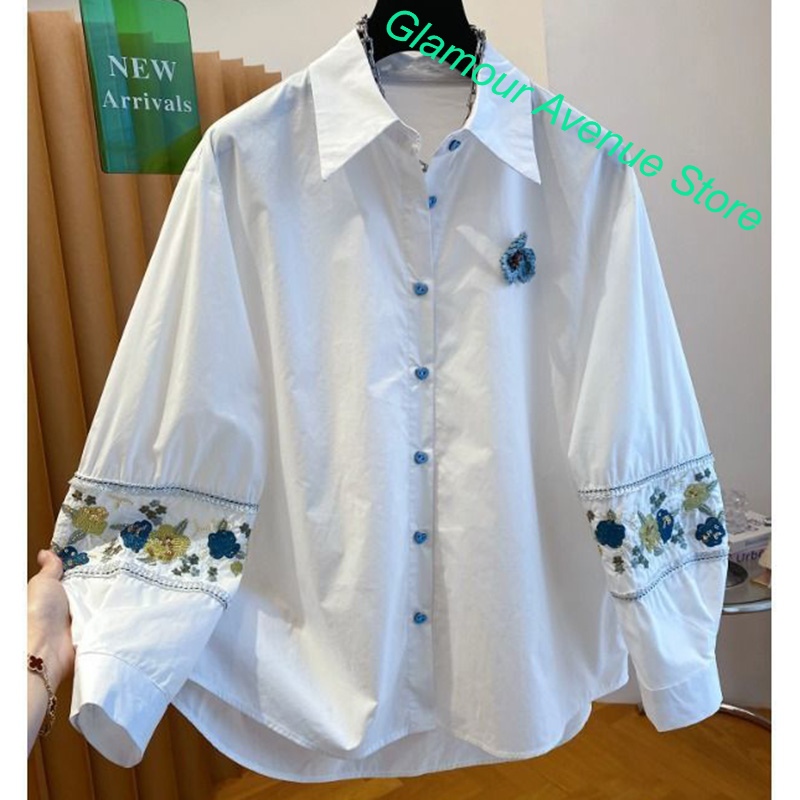 Good Floral & Wedding Decor Supply - Chemise blanche brodée de luxe française,