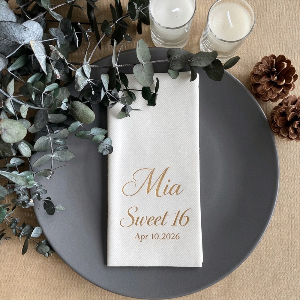 Table Number Gold - 100 serviettes de table personnalisées avec