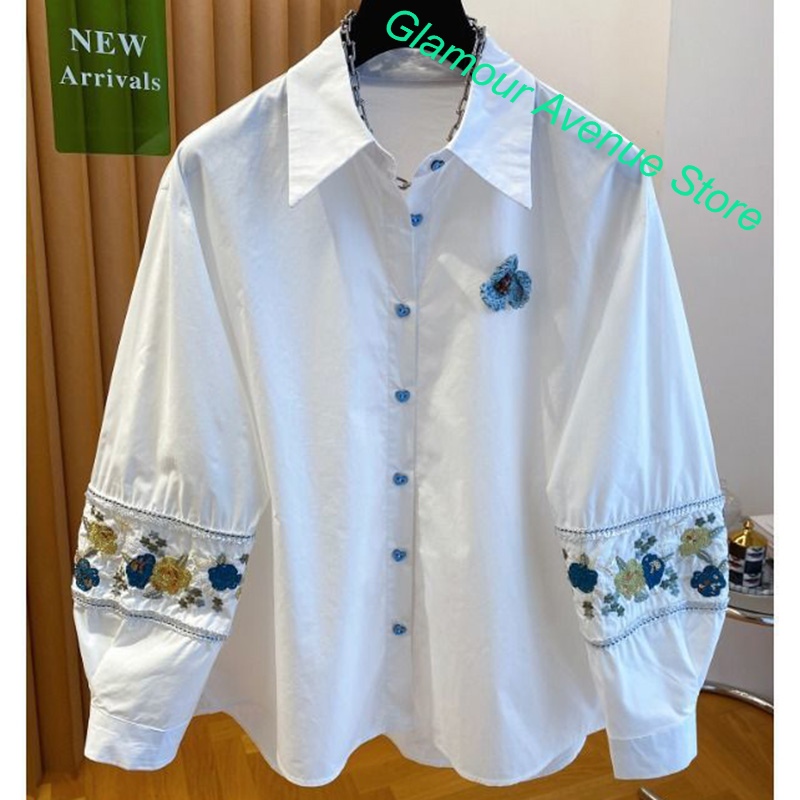 Chemise blanche brodée de luxe - Good Floral & Wedding Decor Supply avis et prix